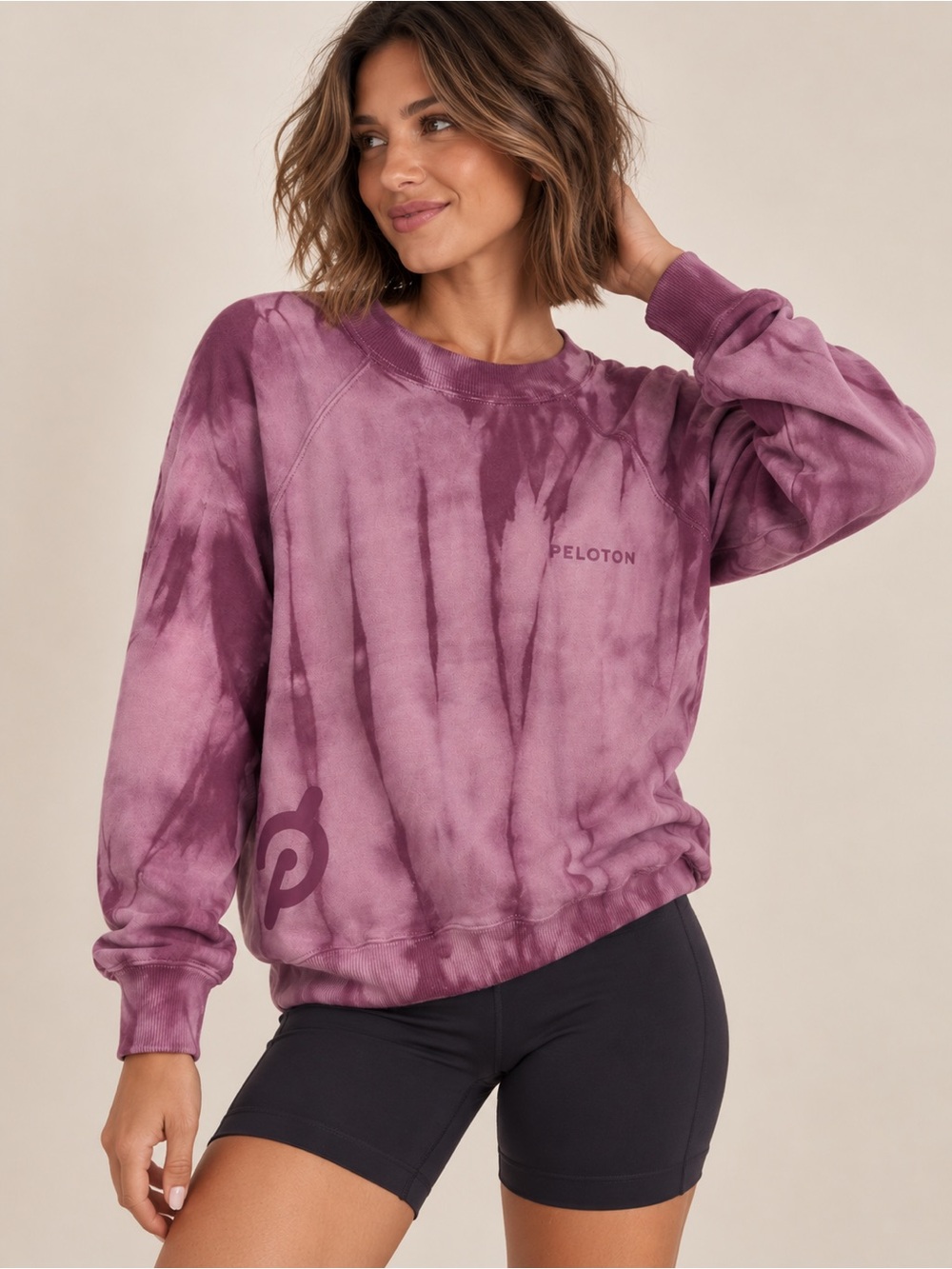 Spiritual Gangster x Peloton Tie Dye Sweatshirt Small Purple Crewneck